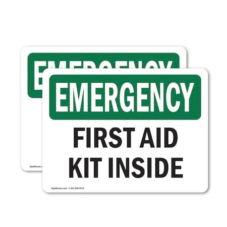 Signmission First Aid Kit Inside, 5 in W x Rectangle, Vinyl Decal OS-2PACK-EM-D-35-L-10323